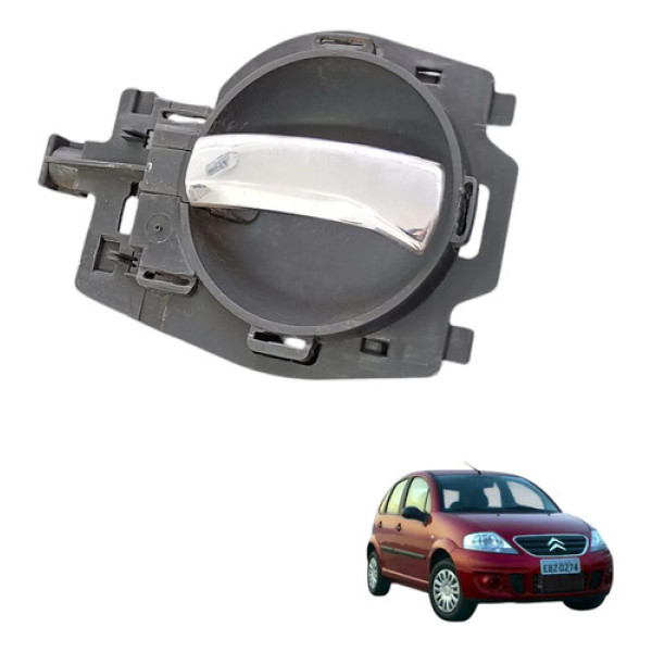 Maçaneta Interna Traseira Direita Citroen C3 2008 A 2012  Prateado Traseira