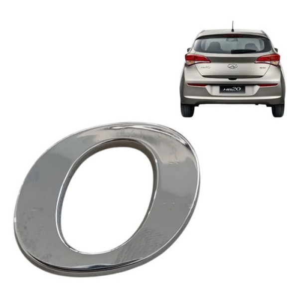 Emblema Cromado Tampa Traseira Numero 0 Hyundai Hb20 2012/19 Prata Cromado