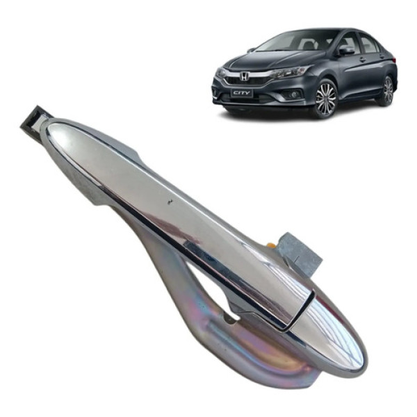 Maçaneta Porta Traseira  Esquerda  Honda City 2015/2020 Orig Prateado Traseira