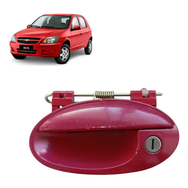 Maçaneta Externa Dianteira Esquerda Gm Celta 2000 A 2016 Vermelho
