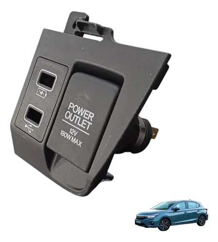 Acendedor Tomada 12v Usb Honda City Hatch 2022 A 2024 Preto