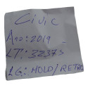 Acabamento Retrovisor Interno Honda Civic 2019 Original