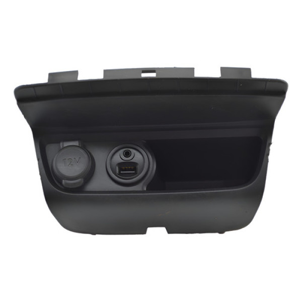 Porta Treco Com Tomada 12v Usb Aux Peugeot 208 2017 Original Preto