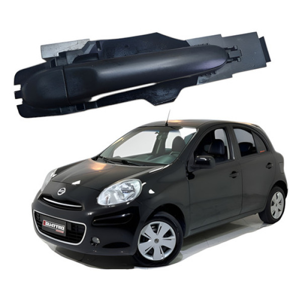 Maçaneta Externa Lado Direito Nissan March Versa 2012 2016 Preto Dianteira